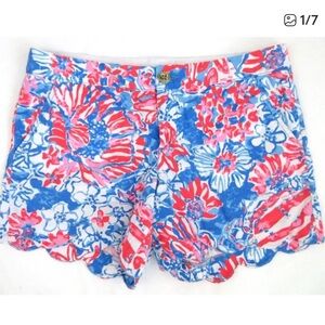 Lilly Pulitzer Blue and Red Floral cotton Shorts